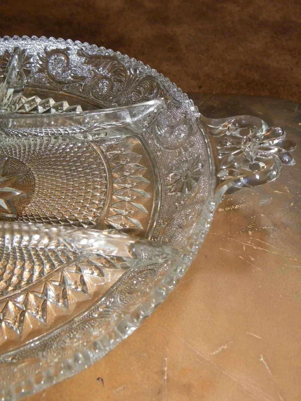 Vintage Crystal Hors d'oeuvre Plate Dish Serving Platter